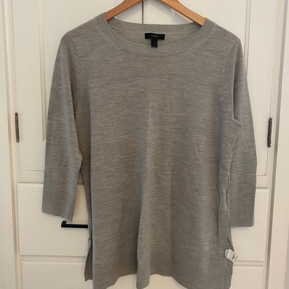 J Crew heather grey crew merino wool sweater